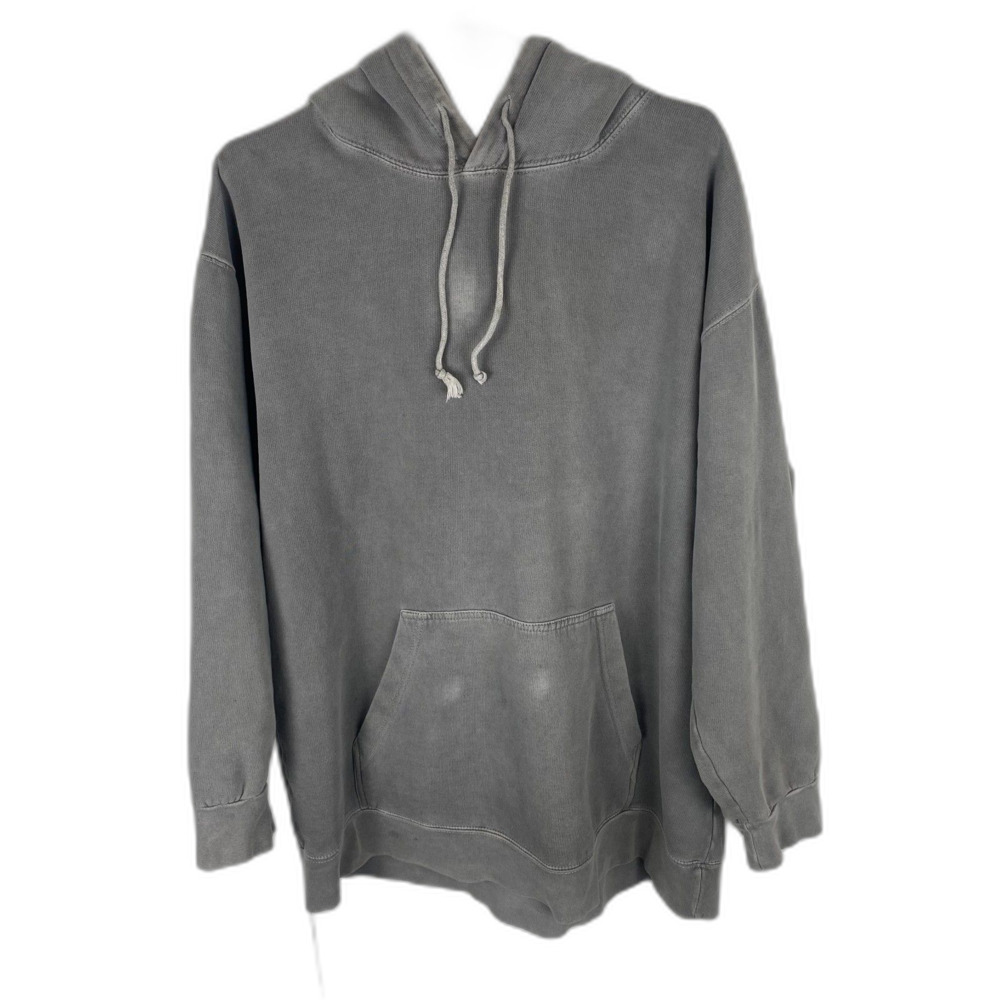 NBN Gear Men's Large Stone Washed Faded Grey Hoodie Sweatshirt
